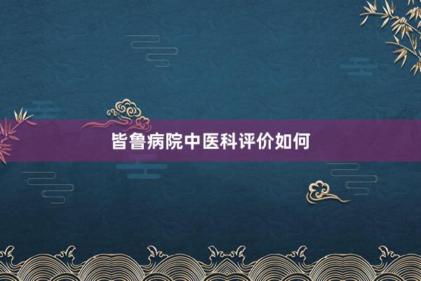 皆鲁病院中医科评价如何