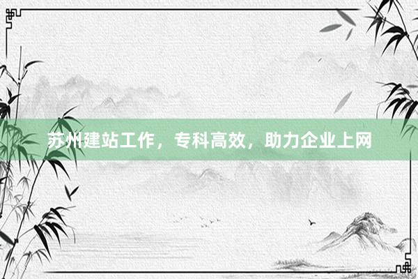苏州建站工作，专科高效，助力企业上网